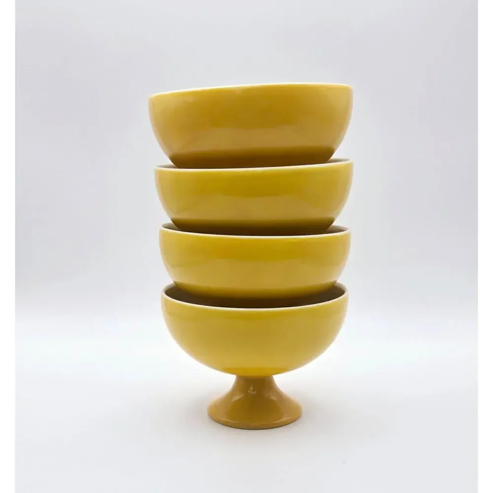 Mid- Century Yellow Ceramic Dessert Cups - Set of 4
